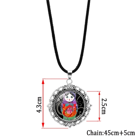 Collana con Pendente a Forma di Bambola Russa Matrioska Vintage in Lega Motivo Traforato Gemme del Tempo Collane da Donna Gioielli Etnici