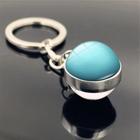 Solar System Planet Galaxy Keychain Zinc Alloy Glass Dome Pendant Key Ring For Earth Moon Sun Jupiter Mars Neptune Mercury Pluto Uranus Venus Space Theme Souvenir Gift