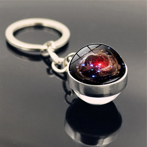 Solar System Galaxy Glass Ball Keychain Zinc Alloy Space Nebula Planet Moon Earth Sun Pendant Key Ring Gift For Universe Lovers