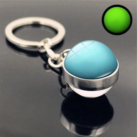 Luminous Galaxy Solar System Planet Keychain Zinc Alloy Glass Ball Universe Pendant Glow In Dark Celestial Keychain For Keys
