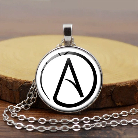 Collana con Ciondolo Simbolo Ateo Vintage per Donna Uomo Cupola di Vetro Rotonda Lega Catena Collane Minimalista Gioielli Regalo