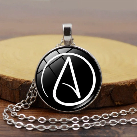 Collana con Ciondolo Simbolo Ateo Vintage per Donna Uomo Cupola di Vetro Rotonda Lega Catena Collane Minimalista Gioielli Regalo