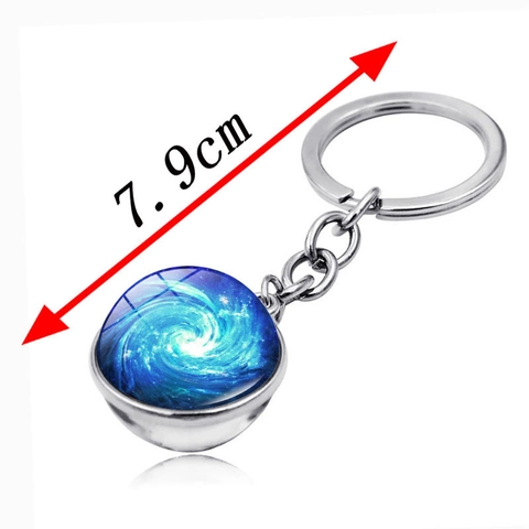 Galaxie Universum Weltraum Nebel Zeit Edelstein Schlüsselanhänger Zinklegierung Glaskugel Anhänger Doppelseitiger Schlüsselanhänger Für Auto Tasche Zubehör