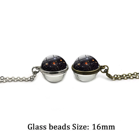 Vintage Solar System Planet Galaxy Glass Dome Pendant Necklace Antique Alloy Chain Universe Jewelry For Women Men Gift