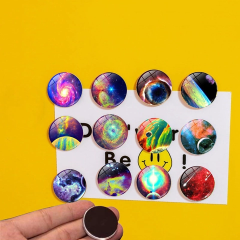 Solar System Galaxy Nebula Glass Fridge Magnets Cosmic Planet Creative Home Decor Magnetic Whiteboard Stickers