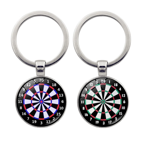 Portachiavi in Metallo con Bersaglio Pendente in Vetro Bronzo Antico Argento per Amanti dello Sport Fan del Gioco