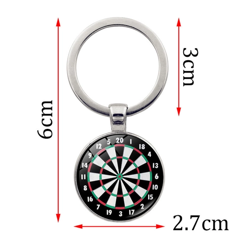 Portachiavi in Metallo con Bersaglio Pendente in Vetro Bronzo Antico Argento per Amanti dello Sport Fan del Gioco