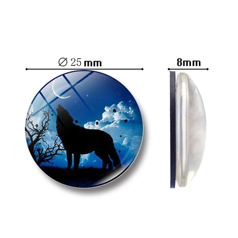 Lupo che Ulula alla Luna Magneti per Frigorifero Tondi in Resina Sintetica Adesivi Magnetici per Lavagna Decorazione Casa Regali
