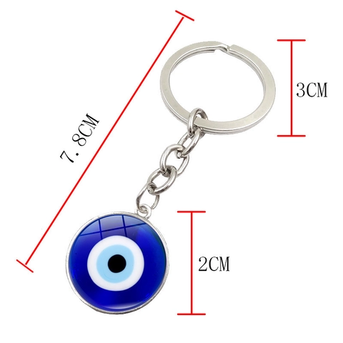 Portachiavi in Metallo Malocchio Protezione Nazar Amuleto in Vetro Blu Anello Chiave per Donna Uomo Ornamento Borsa