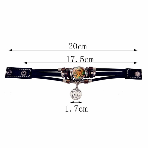 Lichtgevende Twaalf Sterrenbeelden Meerlaagse Leren Kralen Armband Voor Heren Dames Kunstleer Legering Glas Hout Handgemaakte Sieraden Cadeau