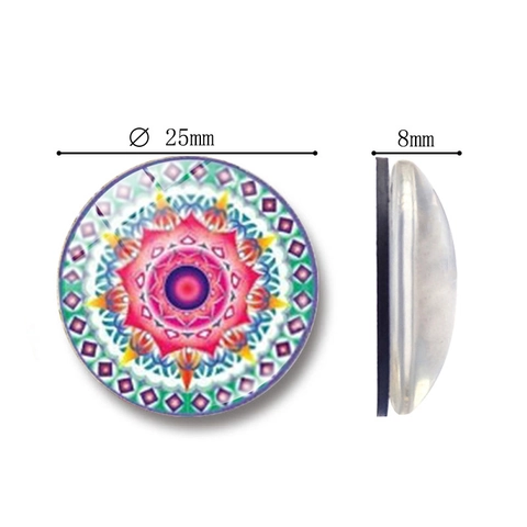 Imanes de Nevera de Cristal Mandala para Decoración de Hogar Oficina Redondo Patrón Cristal Cabujón Pegatinas Magnéticas Pizarra