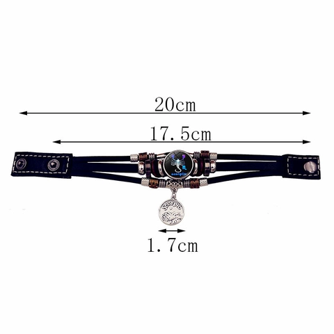 Bracelet en Cuir Lumineux Douze Signes du Zodiaque Vintage Tissage Multicouche Style Punk Bijoux pour Hommes Femmes Cadeau