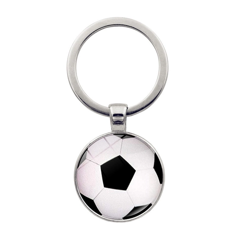 Portachiavi Gemma del Tempo Tema Palla Sportiva Lega di Zinco Cabochon in Vetro Basket Baseball Calcio Ciondolo per Appassionati di Sport Regalo