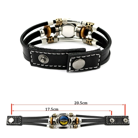 Handmade Multilayer Synthetic Leather Wrap Bracelet For Unisex Sunflower Heart Glass Cabochon Alloy Wood Bead Retro Bracelet Jewelry