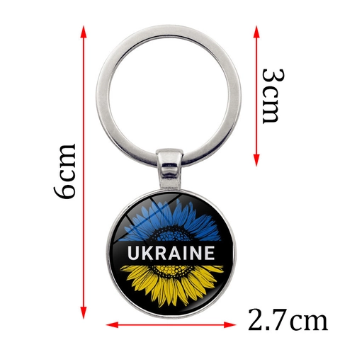 Portachiavi in Metallo con Cabochon in Vetro e Girasole Ucraina Motivo a Cuore Farfalla Segno di Pace Portachiavi Commemorativo