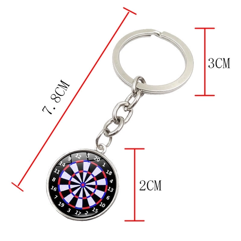 Dartboard Keychain Zinc Alloy Glass Cabochon Creative Sports Theme Keyring For Bags Car Keys Men Women Gift Jewelry
