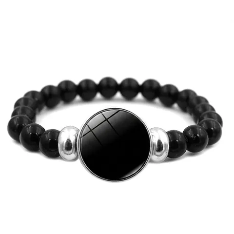 Minimalistisches Schwarzes Perlenarmband Legierung Glas Runder Anhänger Unisex Handschmuck Für Tägliche Reise Geschenk Verstellbar