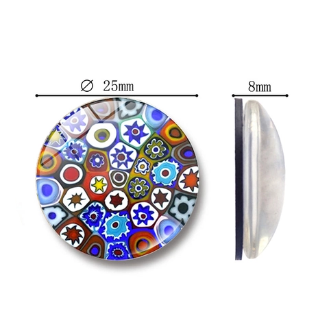 Runder Glas Kühlschrankmagnet Millefiori Mosaik Blumenmuster Magnetischer Weißwandtafel Aufkleber Venezianisches Glashandwerk Dekor