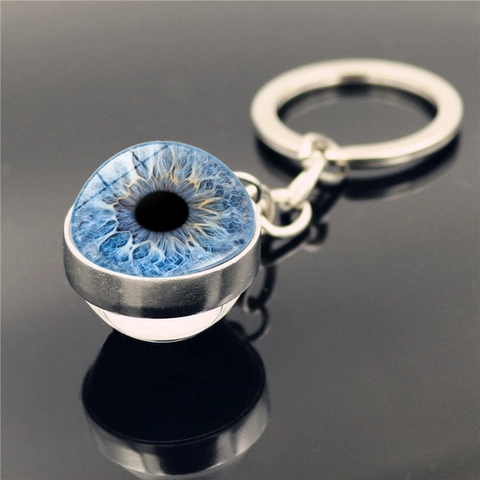 Kreativer Schlüsselanhänger Böser Blick Glaskugel Iris Anhänger Zinklegierung Metall Schlüsselring Für Herren Damen Tasche Charm Geschenk