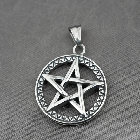 Men Vintage Viking Pentagram Pendant Necklace Durable Titanium Steel Hip Hop Gothic Star Jewelry For Daily Party Wear