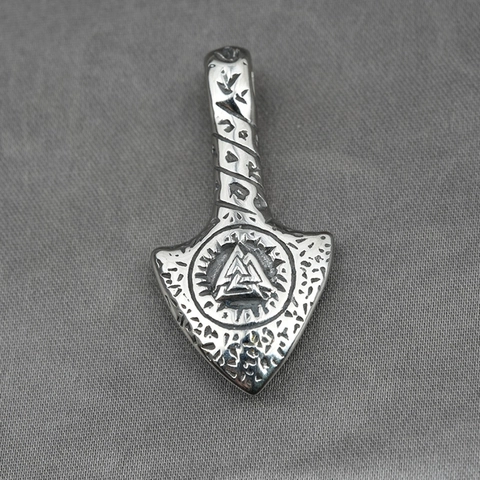 Vintage Nordische Wikinger Thor Hammer Axt Anhänger Halskette Titanstahl Keltische Valknut Runen Punk Hip Hop Schmuck Für Herren