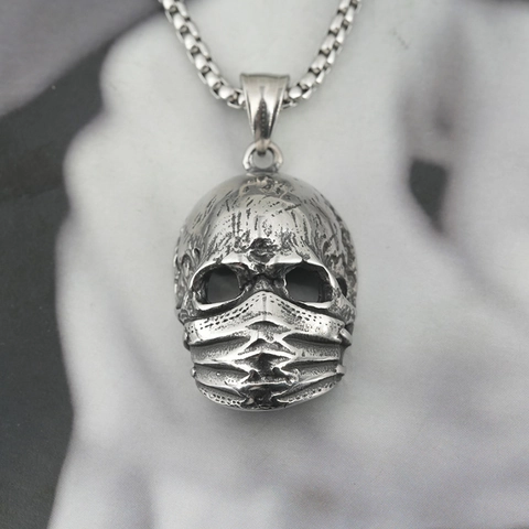 Vintage Schedel Masker Hanger Ketting Titaniumstaal Roestvrij Staal Box Ketting Hip Hop Gotisch Punk Sieraden Voor Mannen