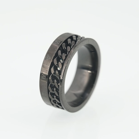 Anillo de Acero Inoxidable Con Cadena Giratoria Para Hombre Mujer Números Romanos Punk Industrial Spinner Joyería Accesorio