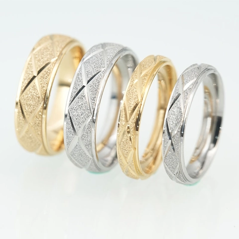 Titaniumstalen Gewatteerde Ring Voor Heren Dames Matte Afwerking Geometrisch Gewatteerd Patroon Vingerring Mode Sieraden Koppel Trouwring