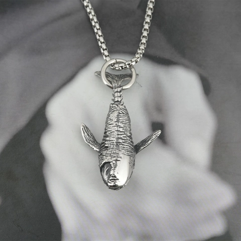 Vintage Titanium Staal Walvis Hanger Halsketting Voor Mannen Distressed Hip Hop Mode Bionisch Dier Ontwerp Sieraden Trui Ketting
