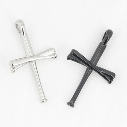 Titanium Steel Baseball Bat Cross Pendant For Men Women Sporty Fashion Jewelry Polished Metal Pendant Without Chain