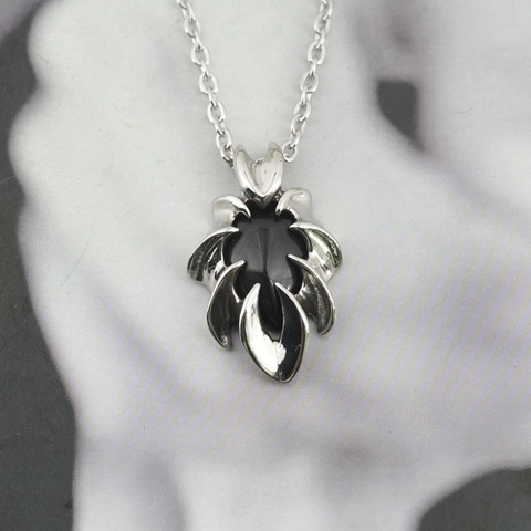 Gothic Eagle Claw Obsidian Pendant Necklace Titanium Steel Punk Rock Jewelry Teardrop Black Stone Necklace For Men Women
