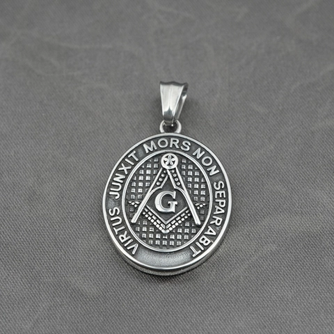 Vintage Masonic Pendant Necklace Men Retro Titanium Steel Freemasonry Square G Symbol Medal Charm Hip Hop Jewelry Gift