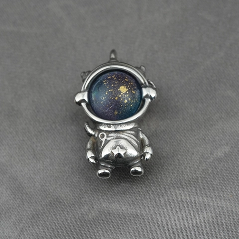 Collana con Pendente Astronauta Hip Hop Unisex con Sfera di Vetro Stellata Galassia in Gioielli Esploratore Spaziale in Acciaio al Titanio Vintage
