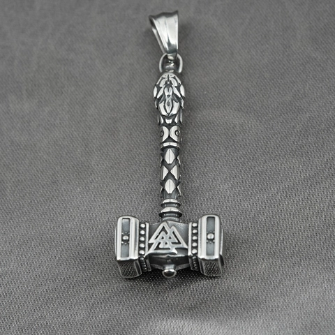 Heren Titanium Staal Viking Thor's Hamer Hanger Ketting Noords Valknut Keltische Knoop Mjolnir Amulet Antiek Zilveren Sieraden