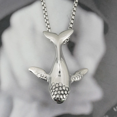 Collana con Ciondolo a Balena in Acciaio al Titanio per Uomo Donna Gioielli Animali Argento Minimalisti Stile Hip Hop Regalo