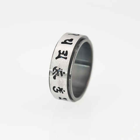 Edelstahl Spinner Ring Für Damen Herren Religiös Sechs Wort Mantra Sanskrit Symbole Stressabbau Band Ring Schmuck