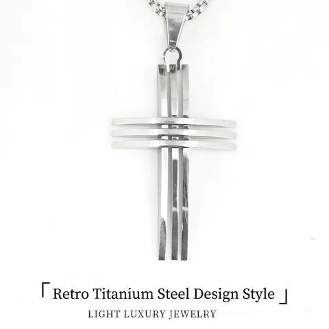 Collar con Colgante de Cruz de Acero Inoxidable para Hombre Estilo Industrial Geométrico en Capas Joyería de Color Plata Regalo para Niños