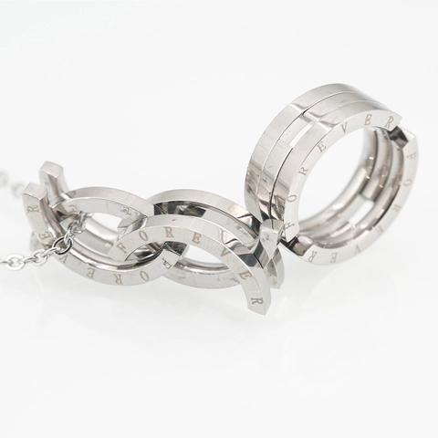 Anillo de Acero de Titanio para Hombre Moda Grabado de Letras Forever Anillo de Banda Entrelazada para Parejas Joyería