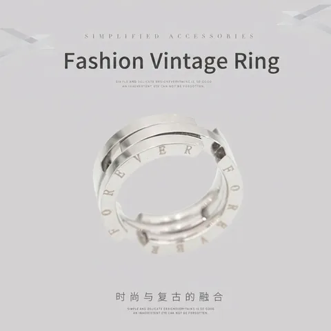 Anillo de Acero de Titanio para Hombre Moda Grabado de Letras Forever Anillo de Banda Entrelazada para Parejas Joyería