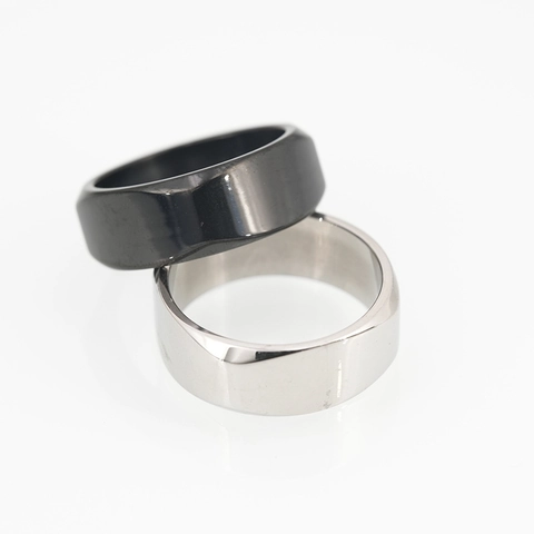 Minimalist Geometric Titanium Steel Ring For Men Women Black Silver Polished Band Ring Fashion Jewelry Dominating Style Gift