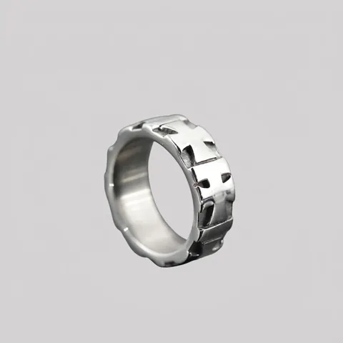 Anillo de Acero de Titanio Retro para Hombre Patrón de Cruz Estilo Punk Gótico Anillo de Banda Color Acero Joyería de Moda