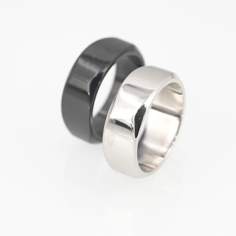 Minimalist Geometric Titanium Steel Ring For Men Women Black Silver Polished Band Ring Fashion Jewelry Dominating Style Gift
