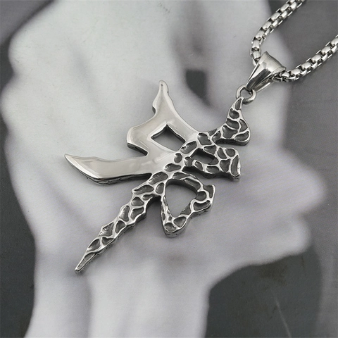 Gotische Titaniumstaal Chinese Kunst Hanger Halsketting Voor Mannen Vrouwen Hip Hop Streetwear Punk Sieraden