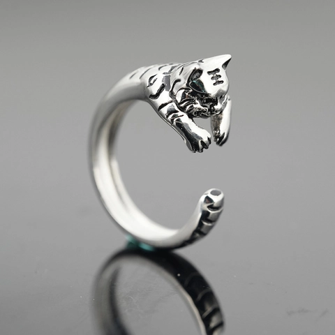 Anello Testa di Tigre in Acciaio al Titanio Retro per Uomo Donna Vintage Punk Aperto Regolabile Anello Animale Gioielli Dita