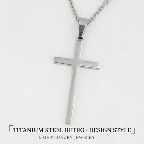 Minimalistische Halskette Mit Kreuzanhänger Aus Titanstahl Für Herren Vintage Polierte Edelstahl Religiöse Schmuckkette