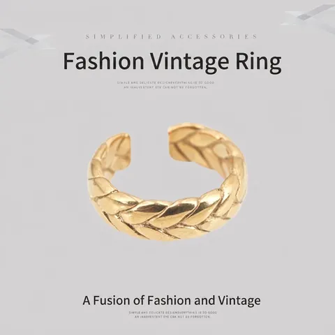 Anello in Acciaio al Titanio Vintage a Spiga di Grano Placcato Oro Anello a Fascia Intrecciata per Uomo Donna Gioielli di Moda Anello Geometrico