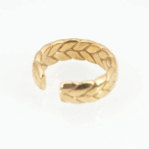Anello in Acciaio al Titanio Vintage a Spiga di Grano Placcato Oro Anello a Fascia Intrecciata per Uomo Donna Gioielli di Moda Anello Geometrico