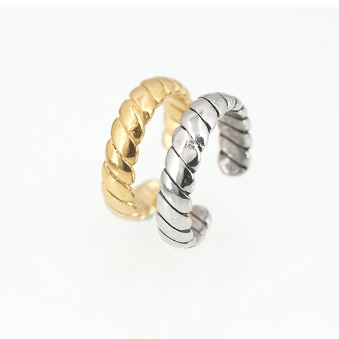 European Fashion Titanium Steel Twisted Cable Ring For Women Men Gold Silver Plated Minimalist Simple Band Ring Jewelry Gift