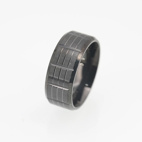 Anillo de Banda Ranurada de Acero de Titanio para Hombre Vintage Anillo de Acero Inoxidable Cepillado Geométrico para Mujer Hombre