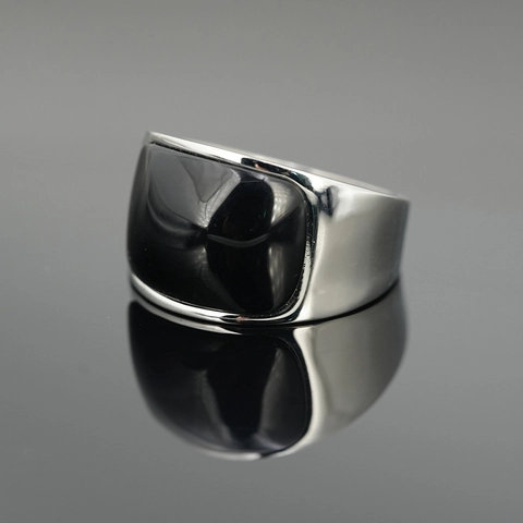 Retro Edelstahl Übertriebener Großer Glasstein Siegelring Für Herren Damen Gold Silber Galvanisiert Geometrischer Statement Ring